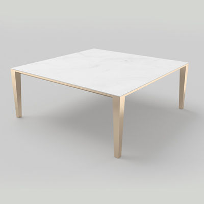 Quadrado Alumínio Casa Mobiliário Centro Mesa de Chá de Mármore Branco 180mm Altura