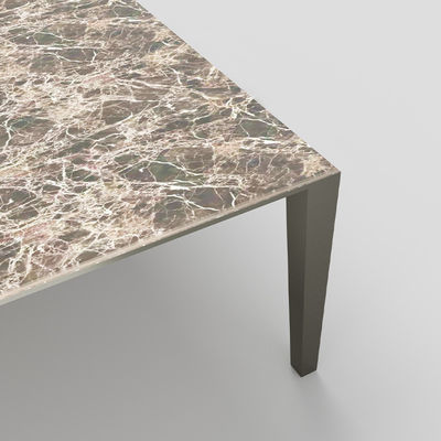 Mobiliário para casa de alumínio personalizado mesa de jantar de mármore de 6 mm quadrado de 4 lugares