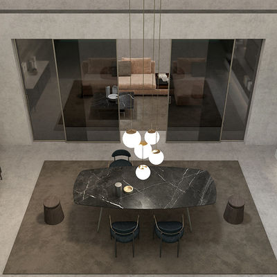 Mobiliário para casa de alumínio leve mesa de jantar de prato de rocha conjunto 140x80 160x80
