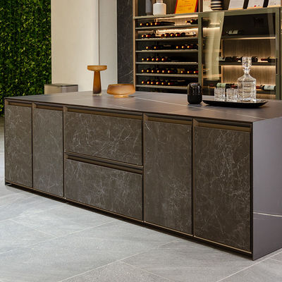 Armários de bares de cozinha modular de laca preta mate personalizados